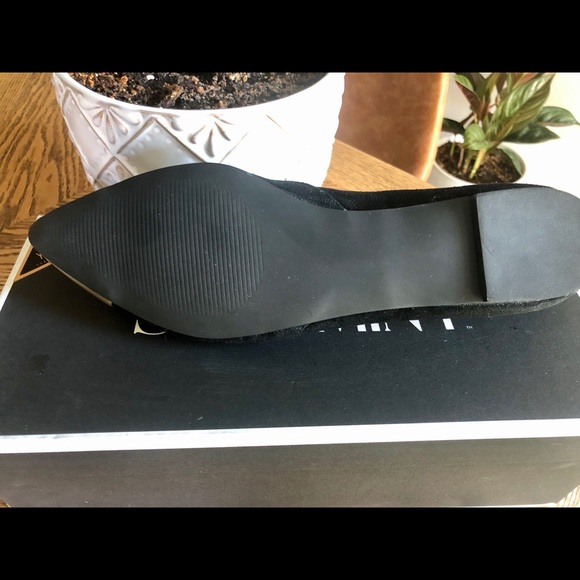 Black Suede Cap Pointed Toe Flats - Picture 6 of 6